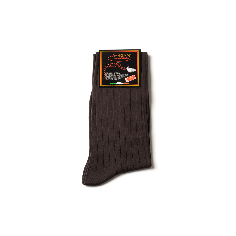 Brown Microfiber Solid Ribbed Long Hose Socks