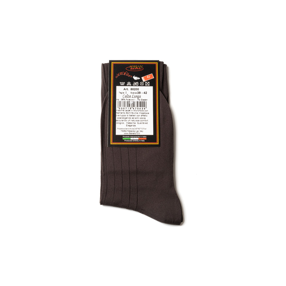 Brown Microfiber Solid Ribbed Long Hose Socks