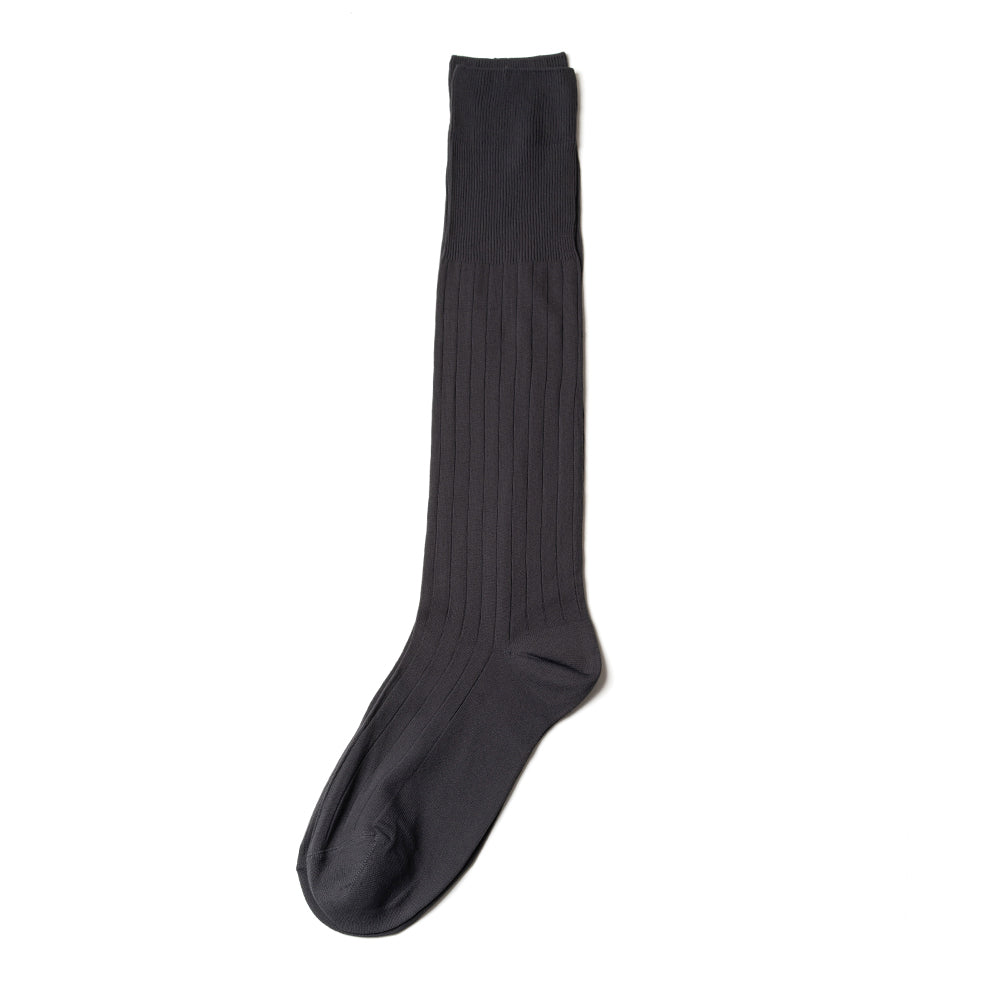 Gray Microfiber Solid Ribbed Long Hose Socks