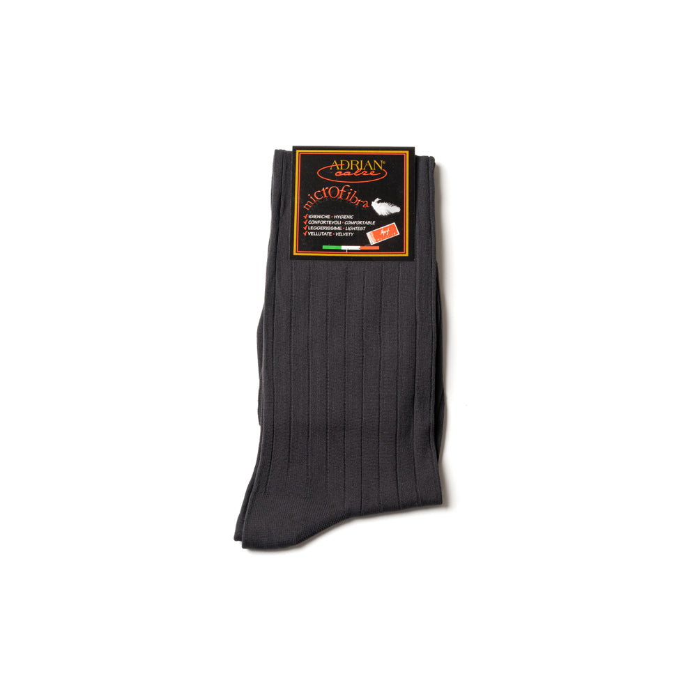 Gray Microfiber Solid Ribbed Long Hose Socks