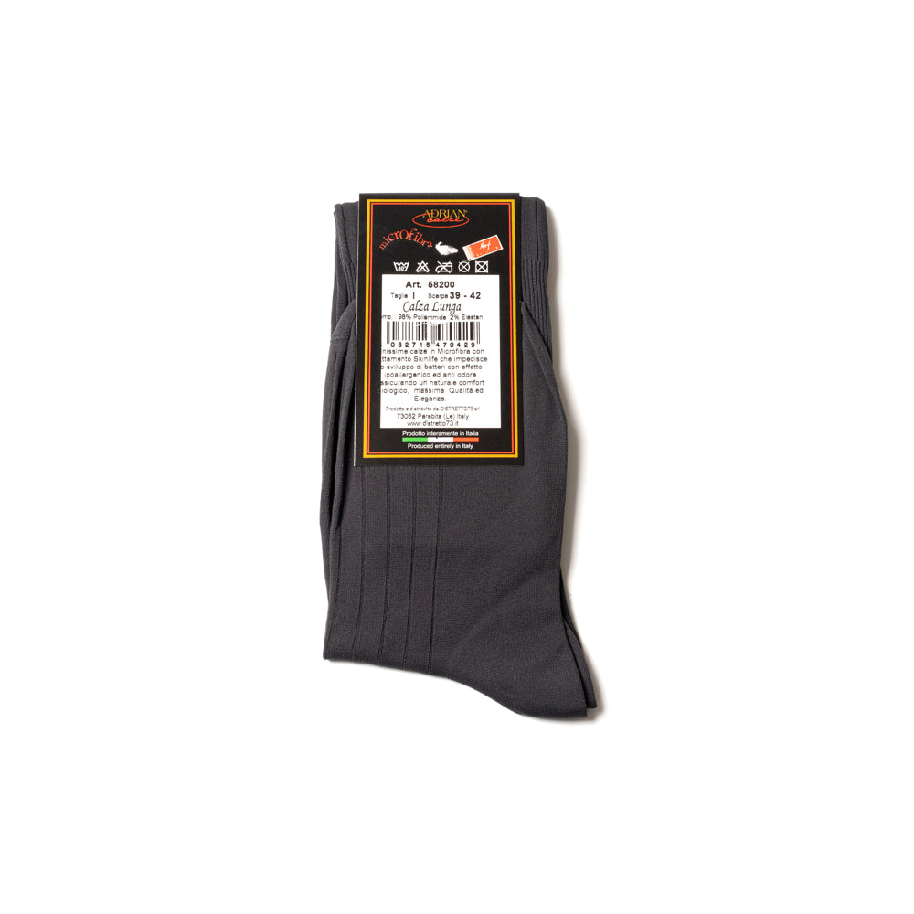 Gray Microfiber Solid Ribbed Long Hose Socks