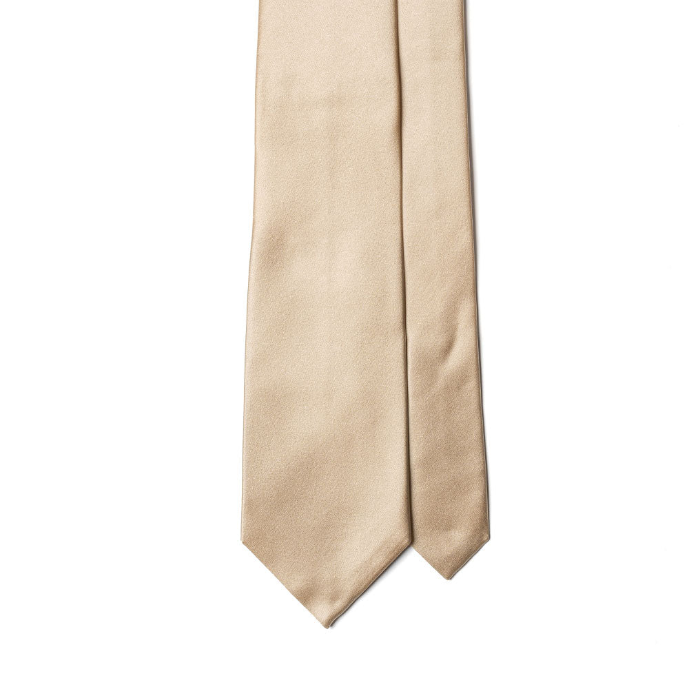 Italian Satin Champagne Gold Solid Silk Tie