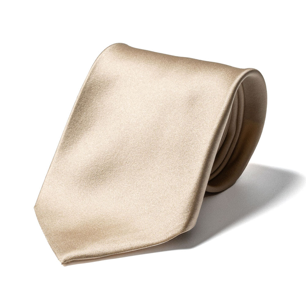 Italian Satin Champagne Gold Solid Silk Tie