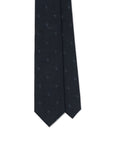 Mini Leaf Motif Pattern Dark Navy Woven Silk Tie