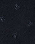 Mini Leaf Motif Pattern Dark Navy Woven Silk Tie