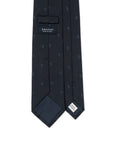 Mini Leaf Motif Pattern Dark Navy Woven Silk Tie