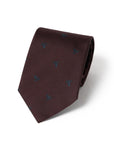 Mini Leaf Motif Pattern Deep Burgundy Woven Silk Tie