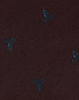 Mini Leaf Motif Pattern Deep Burgundy Woven Silk Tie