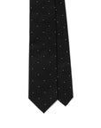 White Small Polka Dot Pattern Jet Black Woven Silk Tie