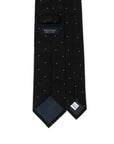 White Small Polka Dot Pattern Jet Black Woven Silk Tie