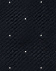 White Small Polka Dot Pattern Dark Navy Woven Silk Tie