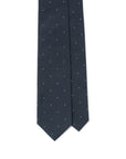 White Small Polka Dot Pattern Blue Grey Woven Silk Tie