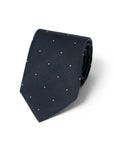White Small Polka Dot Pattern Blue Grey Woven Silk Tie