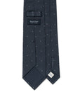 White Small Polka Dot Pattern Blue Grey Woven Silk Tie
