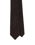 White Small Polka Dot Pattern Espresso Brown Woven Silk Tie