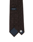 White Small Polka Dot Pattern Espresso Brown Woven Silk Tie