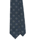 Big Double Circle Dot Pattern Dark Navy Woven Silk Tie