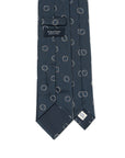 Big Double Circle Dot Pattern Dark Navy Woven Silk Tie