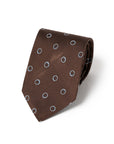 Small Double Circle Dot Pattern Chocolate Brown Woven Silk Tie