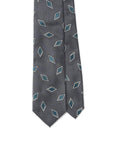 Diamond Pattern Charcoal Grey Blue Woven Silk Tie