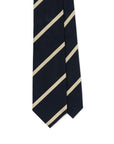 Champagne Gold Stripe Dark Navy Woven Silk Tie