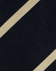 Champagne Gold Stripe Dark Navy Woven Silk Tie