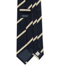 Champagne Gold Stripe Dark Navy Woven Silk Tie