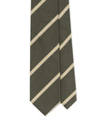 Champagne Gold Stripe Olive Green Woven Silk Tie