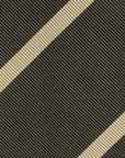 Champagne Gold Stripe Olive Green Woven Silk Tie