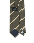 Champagne Gold Stripe Olive Green Woven Silk Tie