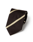 Champagne Gold Stripe Espresso Brown Woven Silk Tie