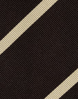 Champagne Gold Stripe Espresso Brown Woven Silk Tie