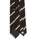 Champagne Gold Stripe Espresso Brown Woven Silk Tie