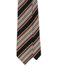 Multi Stripe Black Orange Brown Woven Silk Tie