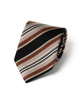 Multi Stripe Black Orange Brown Woven Silk Tie