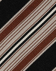 Multi Stripe Black Orange Brown Woven Silk Tie