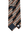 Multi Stripe Black Orange Brown Woven Silk Tie