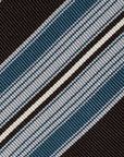 Multi Stripe Dark Brown Teal Blue Woven Silk Tie