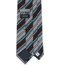 Multi Stripe Dark Brown Teal Blue Woven Silk Tie