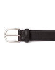 Mocha Brown Grain Calf Leather Brushed Silver Belt