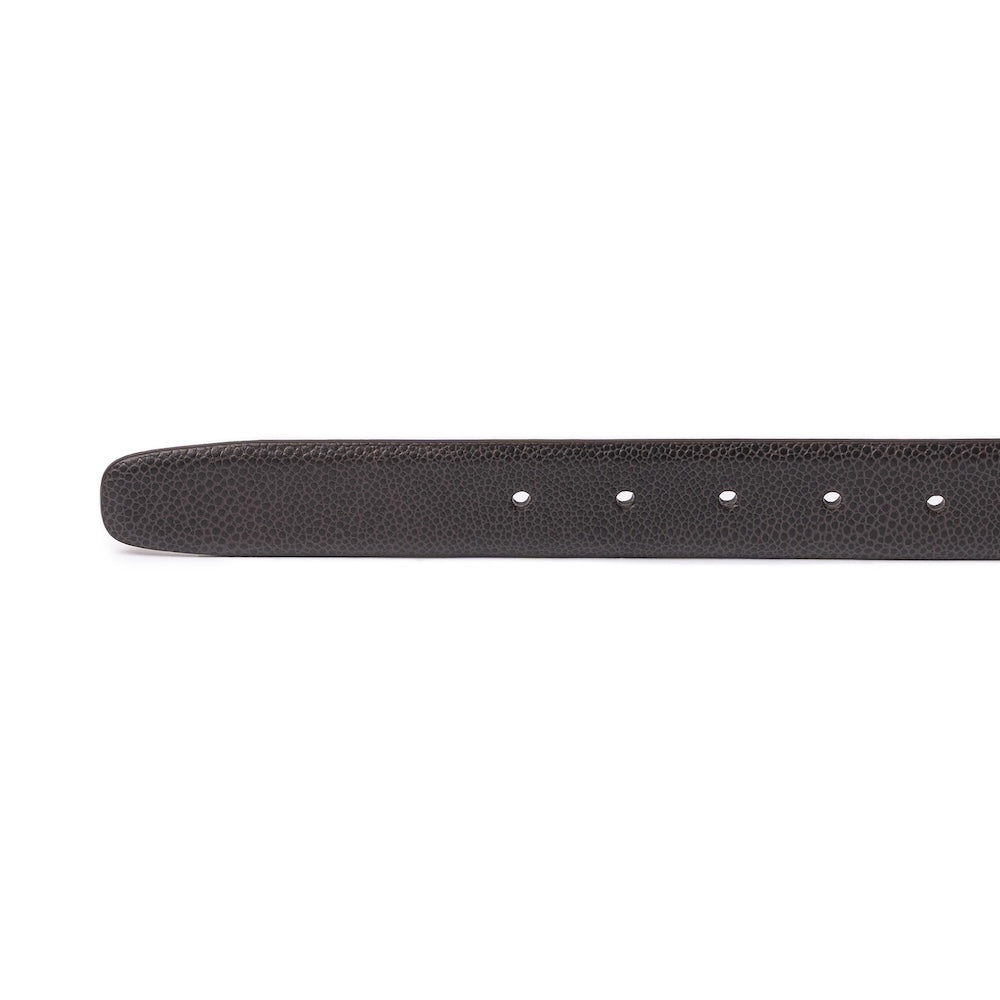 Mocha Brown Grain Calf Leather Brushed Silver Belt