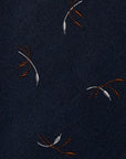 Leaf Motif Pattern Dark Navy Woven Silk Tie