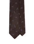 Leaf Motif Pattern Espresso Brown Woven Silk Tie