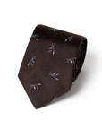 Leaf Motif Pattern Espresso Brown Woven Silk Tie