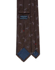Leaf Motif Pattern Espresso Brown Woven Silk Tie