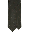 Leaf Motif Pattern Dark Green Woven Silk Tie