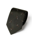 Leaf Motif Pattern Dark Green Woven Silk Tie