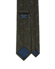 Leaf Motif Pattern Dark Green Woven Silk Tie