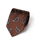Classic Paisley Pattern Brick Brown Woven Silk Tie