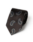 Classic Paisley Pattern Espresso Brown Woven Silk Tie